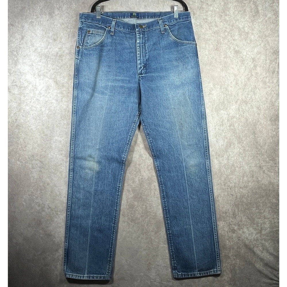 Wrangler Premium Performance Cowboy Cut Regular Fit Jeans Mens 38X34 Blue Denim